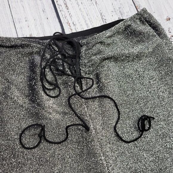 Shein Women's Small Black Glitter Gypsy Sexy Rave High Rise Flare Pants - Picture 4 of 8